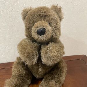 Vintage 1988 GUND Plush Brown Teddy Bear - 12" Tall Seated